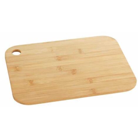 Wenko Tagliere Bambù M+ - Tagliere da cucina, tagliere con foro d'impugnatura, delicato sui coltelli, Bambù, 33 x 0.8 x 25 cm, Marrone