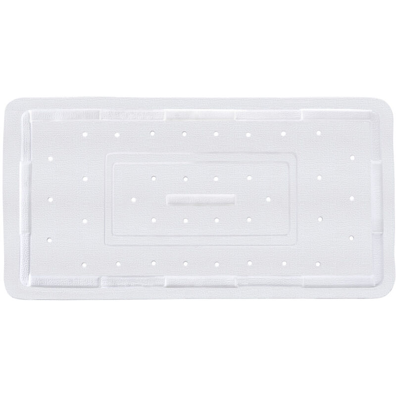 Wenko - Tapis de baignoire Florida, tapis de bain antidérapant avec trous d'évacuation, fixation par ventouse, Plastique, 70,5x36,5 cm, blanc