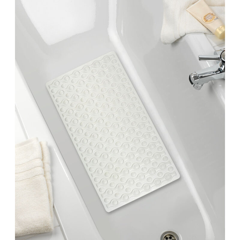 Tapis de baignoire Rocha, tapis de bain antidérapant, caoutchouc, 70x40 cm, blanc - Wenko