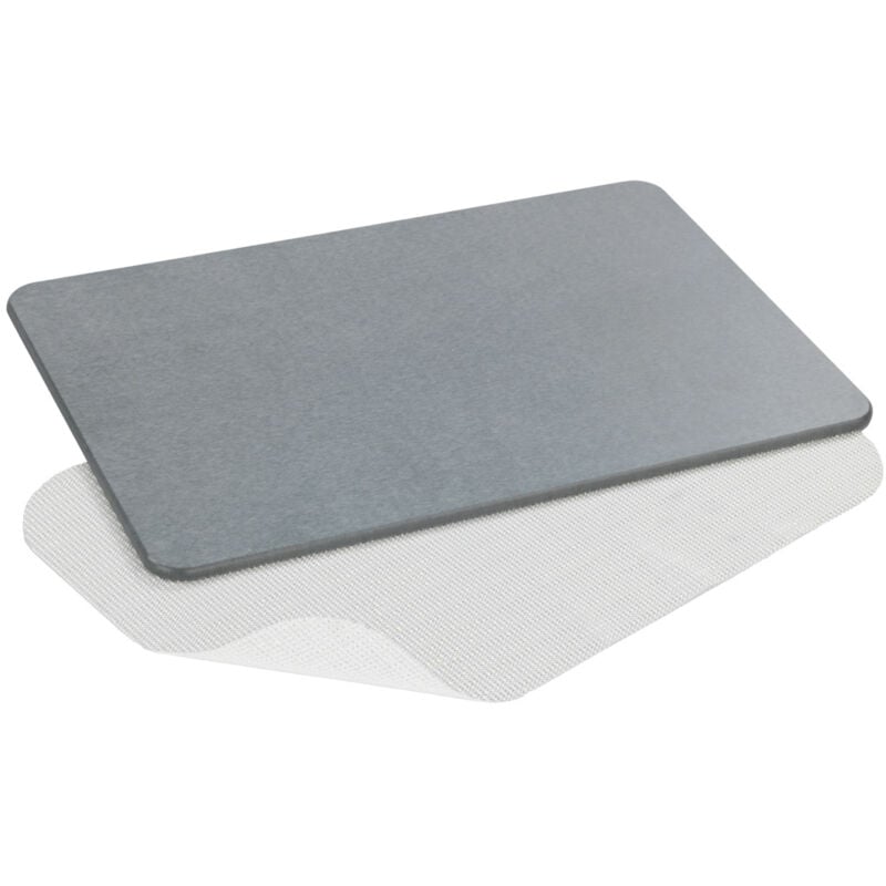 Wenko - Tapis de Bain antidérapant en terre de diatomée Séchage rapide, Fort pouvoir absorbant, Papier émeri inclus, 100% diatomite, 60x39 cm, Gris
