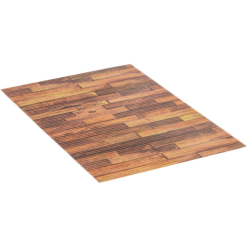 Wenko - Tapis de bain en mousse Lambris, tapis salle de bain antidérapant, Plastique effet parquet, 50x80 cm, marron