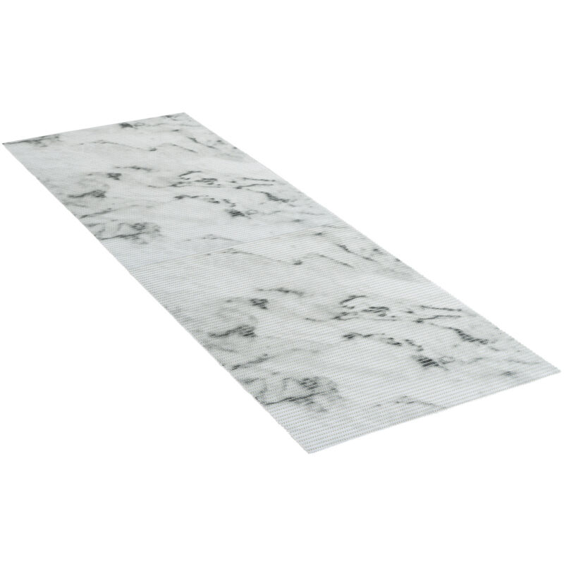 Wenko - Tapis de bain en mousse Marmor, tapis salle de bain antidérapant effet marbre, Plastique, 65x200 cm, Gris