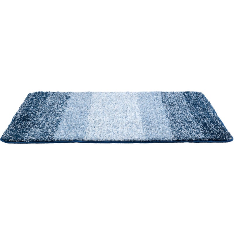 Wenko - Tapis de bain Luso, Tapis salle de bain antidérapant, épaisseur 18 mm, Polyester microfibre, 90x60 cm, bleu