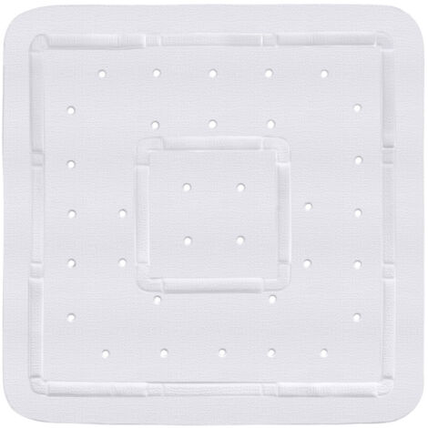 WENKO Tapis de douche Florida, tapis de douche antidérapant avec trous d'évacuation, fixation par ventouse, Plastique, 55x55 cm, blanc