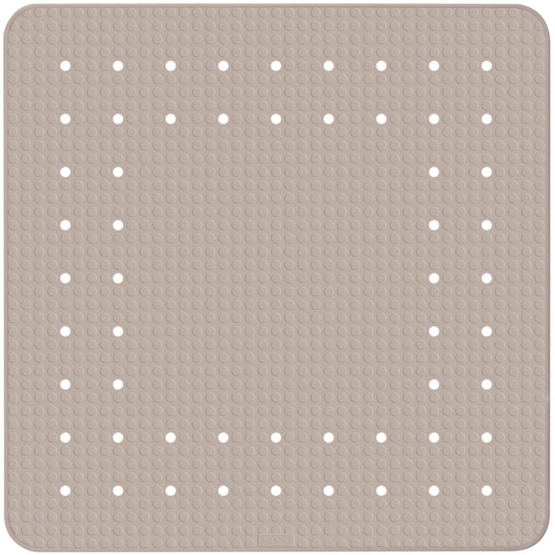 Tapis de douche Wenko Mirasol taupe 54x54 cm antidérapant en caoutchouc naturel carré pour sécurité optimale avec saugnäpfen tapis de bain tendance