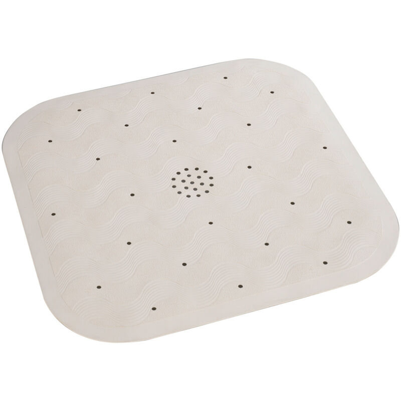 Tapis de douche, Tapis Salle de bain antidérapant avec évacuation eau, Caoutchouc naturel, 54 x 54 cm, beige - Wenko