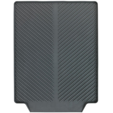 Wenko – Tapis égouttoir vaisselle 40x30 cm en plastique – Séchage rapide sans traces – Rainure pour écoulement d'eau – Couleur gris