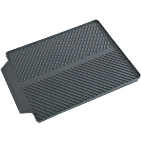 WENKO Tapis égouttoir Vaisselle Linea, tapis vaisselle à poser à côté de l'évier, séchage rapide et sans trace, avec rainure pour l'écoulement de l'eau, Plastique, 40x3x30 cm, gris