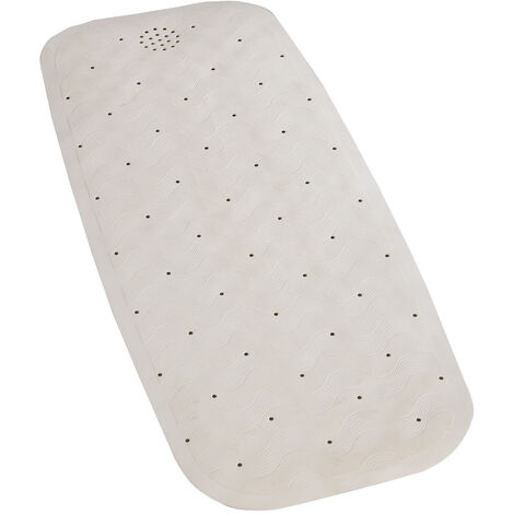 WENKO Tappetino da bagno antiscivolo naturale, tappetino in gomma per vasca da bagno di dimensioni standard, Gomma, 37x90 cm, beige