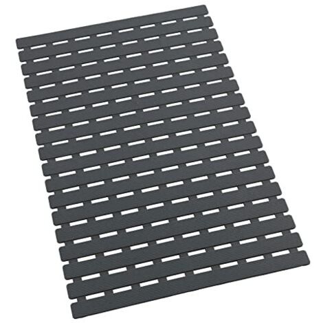 WENKO Tappetino da bagno Arinos, tappetino antiscivolo con ventose, in plastica, 63x40 cm, grigio