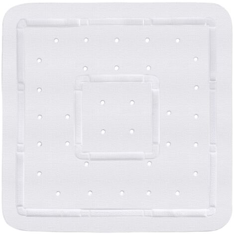 WENKO Tappeto da doccia Florida, tappeto antiscivolo con fori di drenaggio, fissaggio con ventosa, Plastico, 55x55 cm, bianco