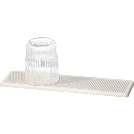 Wenko Tappeto drenante MOD. Damon scolapiatti in diatomite Naturale ad Asciugatura Rapida con Piedini in Silicone per Cucina 30x0,9x8 cm Beige