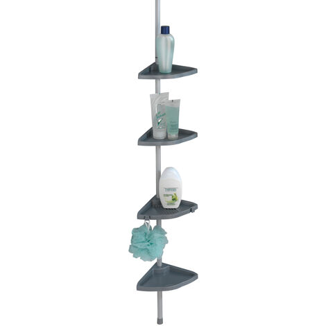 WENKO Teleskop Duschecke Easy Silber, mit 4 Ablagen, Silber matt, Aluminium silber, Polystyrol silber