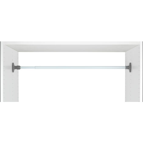 WENKO Teleskop-Klemmstange Herkules 80-145 cm, Klemmregal, Weiß, pulverbeschichtetes Metall weiß, Kunststoff (ABS) hellgrau, Polyvinylchlorid hellgrau