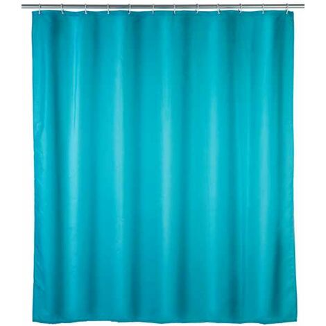 Wenko Tenda doccia antimuffa monocolore celeste - antibatterica, lavabile, Poliestere, 180 x 200 cm, Azzurro chiaro