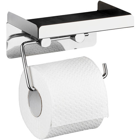 WENKO Toilettenpapierhalter 2 in 1, Edelstahl rostfrei