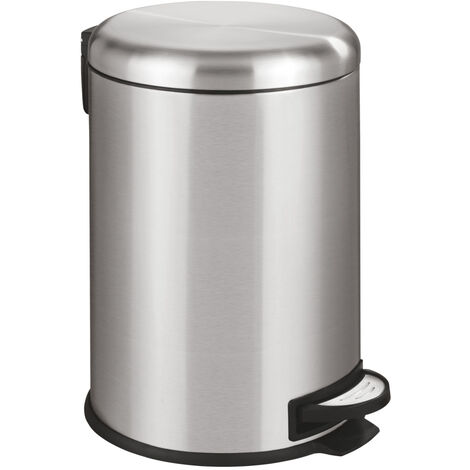 WENKO Treteimer Leman Easy Close Edelstahl 20L, 20 Liter, Silber matt, Edelstahl rostfrei satiniert, Polypropylen schwarz