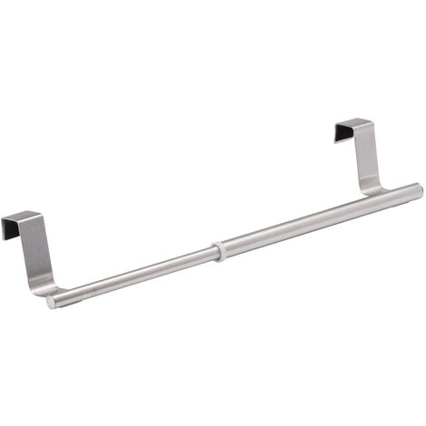 WENKO Tür-Handtuchstange Teleskop 60 cm, Silber matt, Edelstahl rostfrei silber matt, Kunststoff (EVA) schwarz