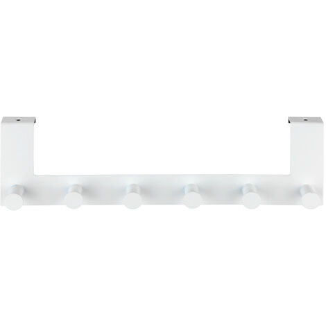 WENKO Türgarderobe Celano Weiß, 6 Haken, für Türfalzstärken bis 2 cm, Weiß, Stahl weiß