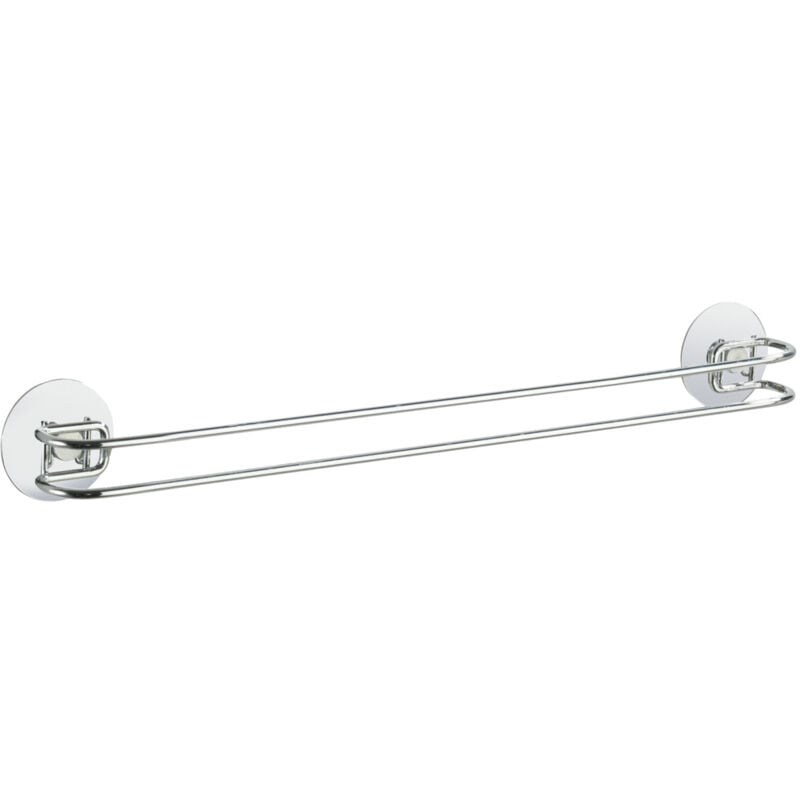 Wenko - Porte Serviette Salle de bain mural, 2 barres porte serviette Turbo-Loc® fixation sans perçage, Acier, 46x6x5 cm, Brillant