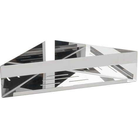 WENKO Turbo-Loc® Eckablage Genova Shine, Befestigen ohne Bohren mit Spezial-Klebepad, Silber glänzend, Edelstahl rostfrei glänzend