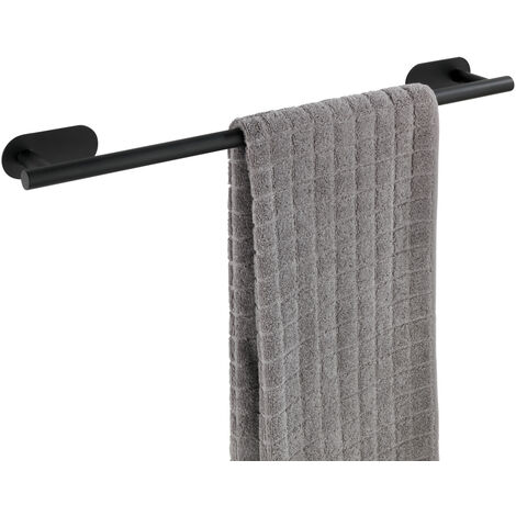 WENKO Turbo-Loc® Edelstahl Badetuchstange Uno Orea Black Matt, Handtuchstange, Befestigen ohne bohren, Schwarz, Edelstahl rostfrei schwarz