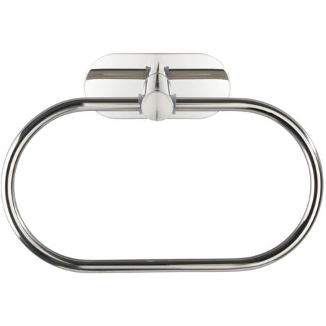 WENKO Turbo-Loc® Edelstahl Handtuchring Orea Shine, Handtuchhalter, Befestigen ohne bohren, Silber glänzend, Edelstahl rostfrei glänzend
