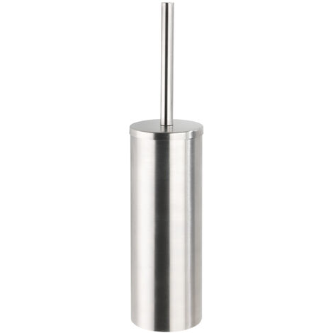 WENKO Turbo-Loc® Edelstahl WC-Garnitur Orea Matt geschlossen, WC-Bürstenhalter, Befestigen ohne bohren, Silber matt, Edelstahl rostfrei matt