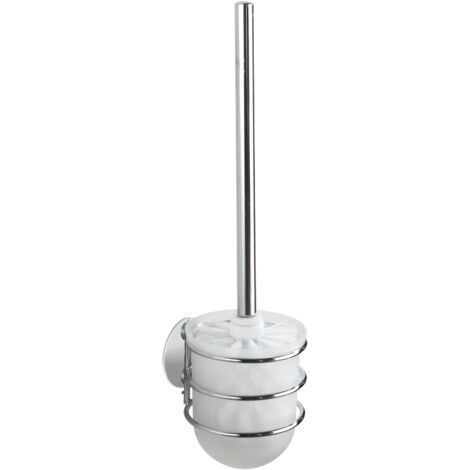 WENKO Turbo-Loc® portascopino per WC - fissaggio senza trapano, Acciaio, 10 x 37.5 x 11.5 cm, Cromo