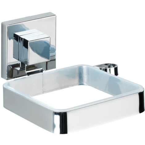 WENKO Vacuum-Loc® Haartrocknerhalter Quadro Edelstahl, Befestigen ohne bohren, Silber glänzend, Edelstahl rostfrei glänzend, Kunststoff (ABS) chrom