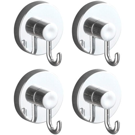 WENKO Vacuum-Loc® Haken 4er Set, Befestigung ohne bohren, Silber glänzend, Kunststoff (ABS) chrom