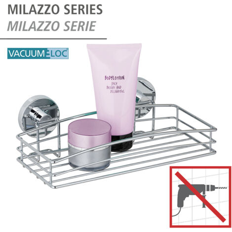WENKO Vacuum-Loc® Wandablage, Befestigen ohne bohren, Silber glänzend, Stahl chrom
