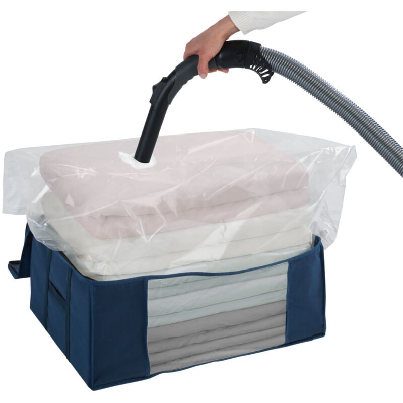 WENKO Vakuum Soft Box Air L, Blau, Polypropylen blau, Polyethylen transparent, Polyamid