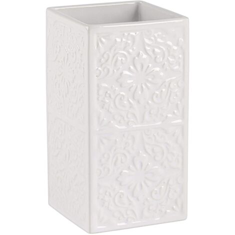 WENKO Vaso dientes de cerámica Cordoba, blanco, bianco, 6.5 x 6.5 x 12 cm