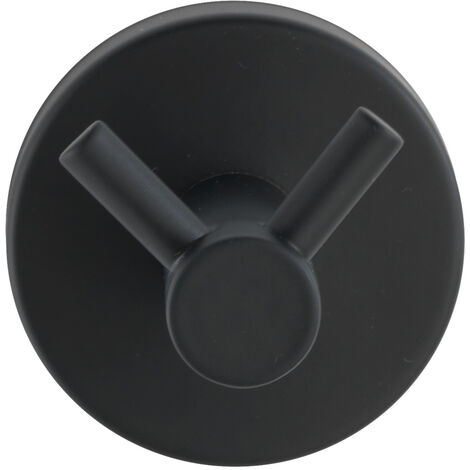 WENKO Wandhaken Duo Bosio Black matt, Edelstahl rostfrei, Schwarz, Edelstahl rostfrei matt