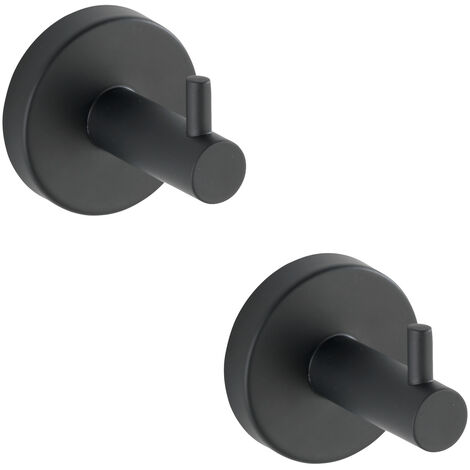 WENKO Wandhaken Uno Bosio Black matt, 2er Set, Edelstahl rostfrei, Schwarz, Edelstahl rostfrei matt