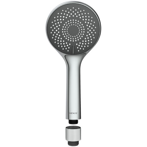 WENKO Wassersparregler, individuell einstellbar zum Wassersparen in der Dusche, universell für innen und außen  Gewinde ½", spart 15%-60%  Wasser, widerstandsfähiger ABS-Kunststoff, verchromt