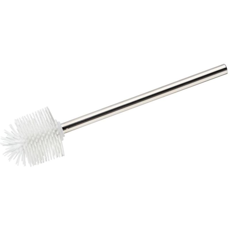 Brosse wc de rechange silicone avec manche acier inox, Brosse wc silicone blanc, acier inox - silicone, ø 7,5x35 cm, chromé - blanc - Wenko