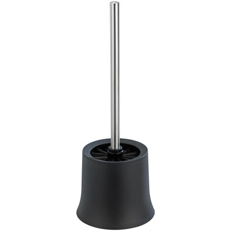 WENKO WC-Garnitur Basic Schwarz 2er Set, inklusive WC-Bürste, Schwarz, Polypropylen schwarz, Edelstahl rostfrei , Kunststoff schwarz
