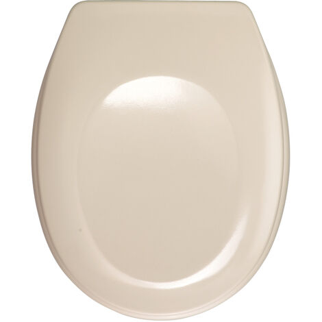 WENKO WC-Sitz Bergamo Beige, Beige, Duroplast beige , Edelstahl rostfrei silber matt