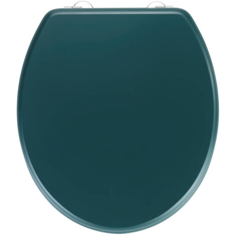 WENKO WC-Sitz Prima Dunkelgrün matt, MDF, Grün, MDF grün , Edelstahl rostfrei silber matt