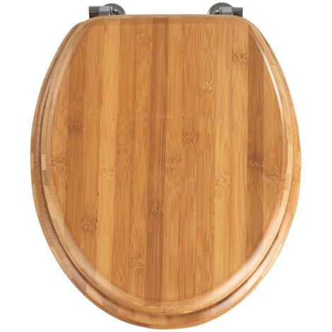 WENKO WC-Sitz Toilettendeckel Klobrille Klodeckel Bambus Dunkel