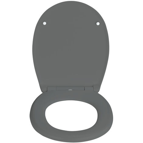 WENKO WC-Sitz Vorno Neo Grau, aus antibakteriellem, stabilem Duroplast, Grau, Duroplast grau , Edelstahl rostfrei silber matt