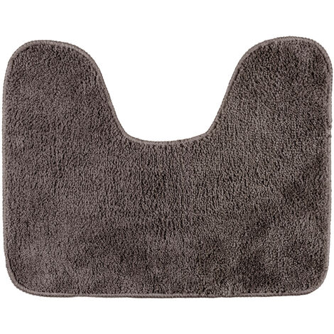 WENKO WC-Vorleger mit Ausschnitt Taupe Badeteppich Duschvorleger Duschmatte Frottier