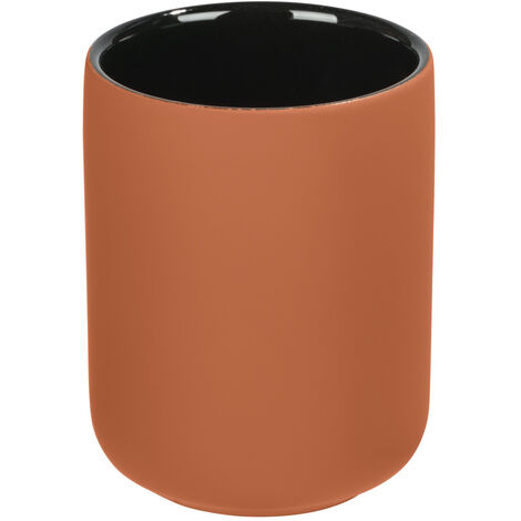 WENKO Zahnputzbecher Avellino Terracotta, Zahnbürstenhalter aus Keramik, Terracotta, Keramik terracotta  schwarz