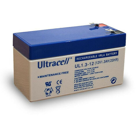 Wentronic Batterie au plomb Ultracell 12 V 1,3 Ah Faston 187-4,8 mm (Import Allemagne) (UL1.3-12)