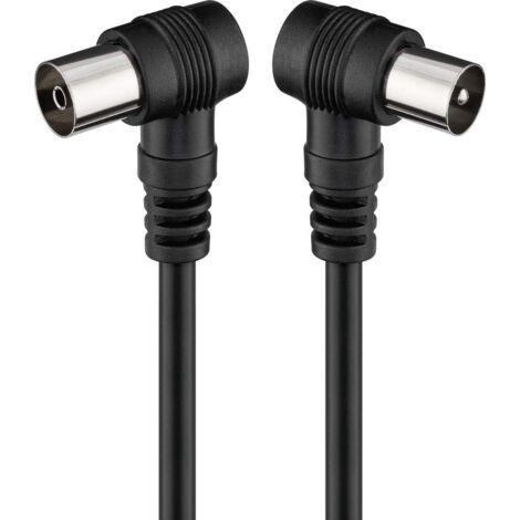 Wentronic Goobay 11526 - Cable coaxial de 2.5 m/Macho y Hembra/Conector Antena TV/Angulo 90 Grado/Negro