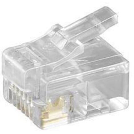 WENTRONIC Modular-Stecker Cat3 RJ12 26-22AWG fl litz f.Litzenleiter f.Flachkab farblos 50251