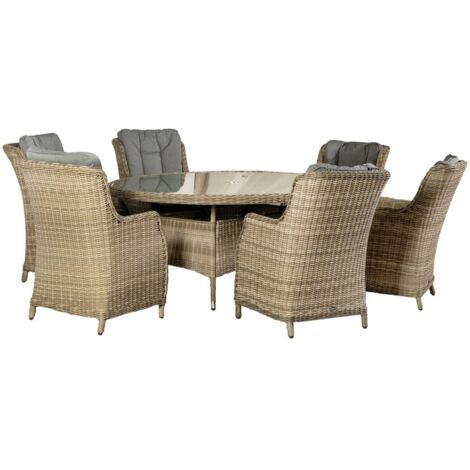 Wentworth 6 Seater Ellipse Highback Comfort Dining Set - H200 x W145 x L76 cm