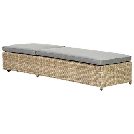 Wentworth Sunlounger Manual Multi Position with Cushion - Synthetic Rattan - H30 x W65 x L208 cm - Beige